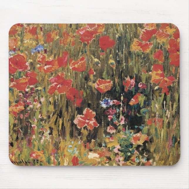 Tapis De Souris Coquelicots par Robert Vonnoh, Impressionnisme Vin (Devant)