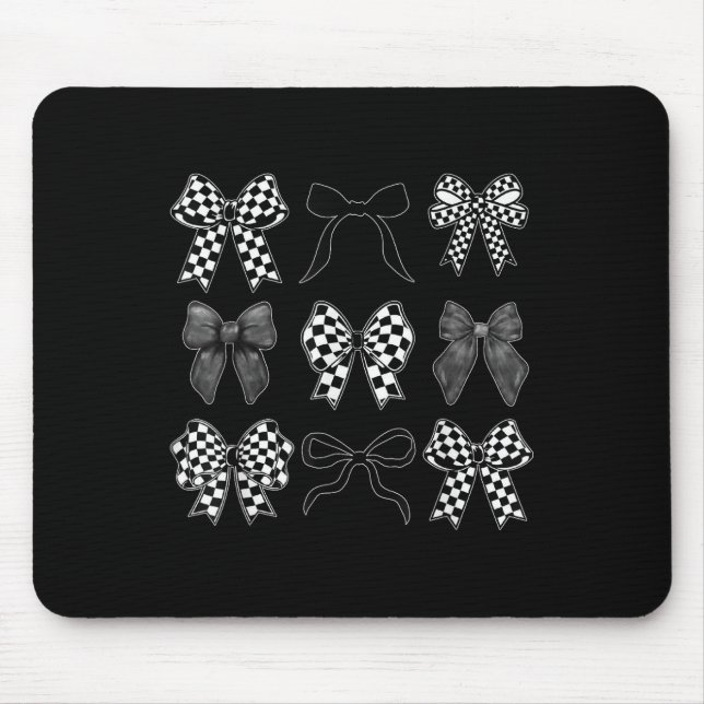 Tapis De Souris Coquette Bow À damiers Drapeau Course automobile F (Devant)