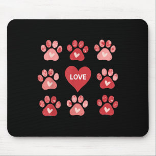 Tapis De Souris Coquette Bow Chien Empreinte de patte Coeur Valent