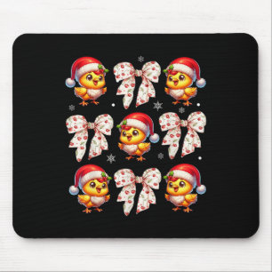 Tapis De Souris Coquette Bow Funny Poulet de Noël Animal de ferme 
