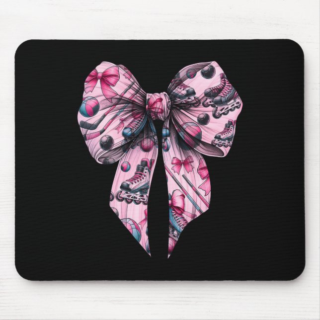 Tapis De Souris Coquette Bow Inline Hockey Player Girl Mom Mother' (Devant)
