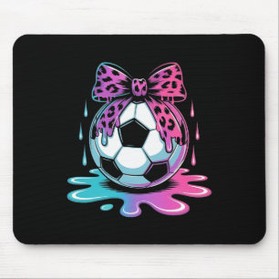Tapis De Souris Coquette de football qui dégouline Bow Léopard Dri