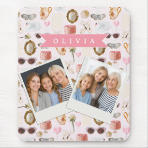 Tapis De Souris Coquette Rose Personnalisé Féminin Vintage