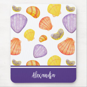 Tapis De Souris Coquillages d'aquarelle avec nom