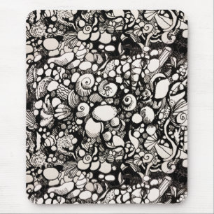 Tapis De Souris Coquillages Noir et blanc