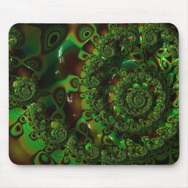 Tapis De Souris Coquille d'art fractal vert (Devant)