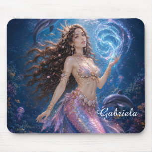 Tapis De Souris Coquille de Mermaid Magique Mareena Modifiable