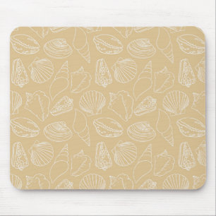 Tapis De Souris Coquilles blanches sur beige sableux
