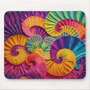 Tapis De Souris Coquilles chromatiques : Mosaïque spirale vibrante
