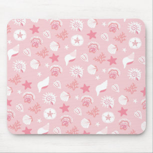 Tapis De Souris Coquilles de mer roses pastel et motif sans coutur