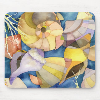 Tapis De Souris Coquilles fraîches de mer d'aquarelle