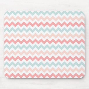 Tapis De Souris Corail, rose, Chevron bleu
