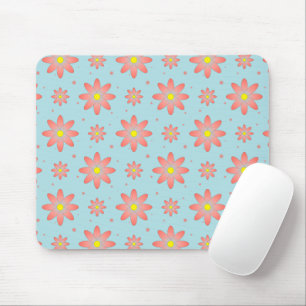 Tapis De Souris Corail rose et poudres bleu délicat marguerite fle