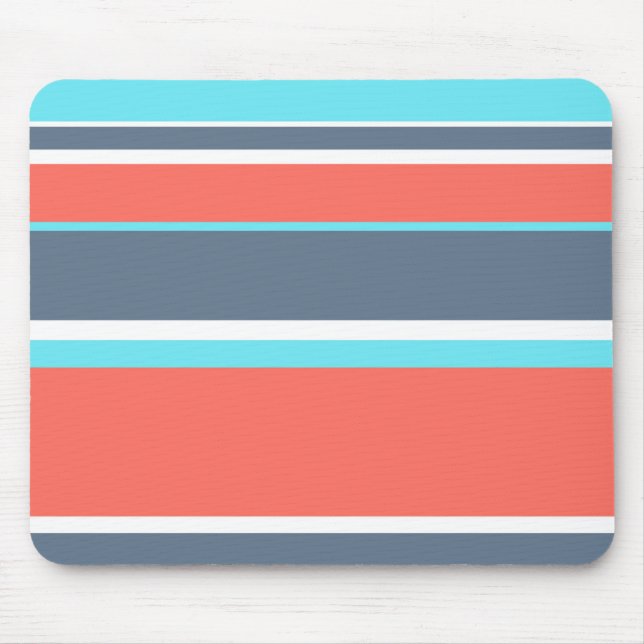 Tapis De Souris Corail vivant, bandes bleues et grises (Devant)
