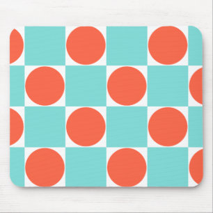 Tapis De Souris Coral et damier à cercle Aqua