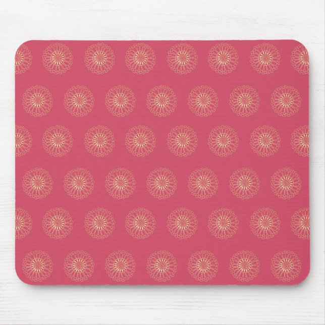 Tapis De Souris Coral | Golden Zinnia Flower Medallions (Devant)