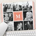 Tapis De Souris Coral Monogram Family Photo Collage<br><div class="desc">Monogram Family Photo Collage. Personalize this custom design with your own monogram initial or text.</div>