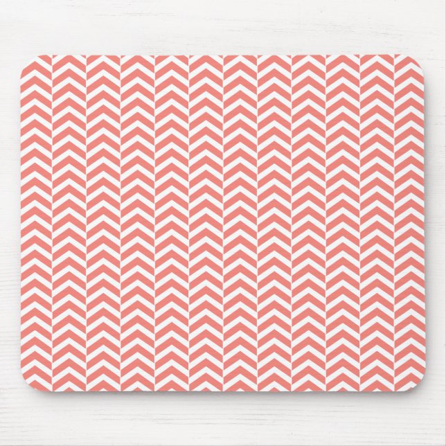 Tapis De Souris Coral rose avec Motif Chevron Turquoise (Devant)
