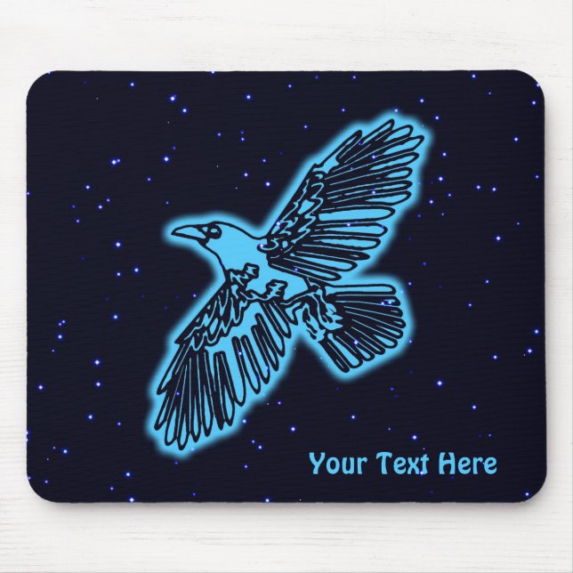 Tapis De Souris Corbeau bleu brillant sur les étoiles (Devant)