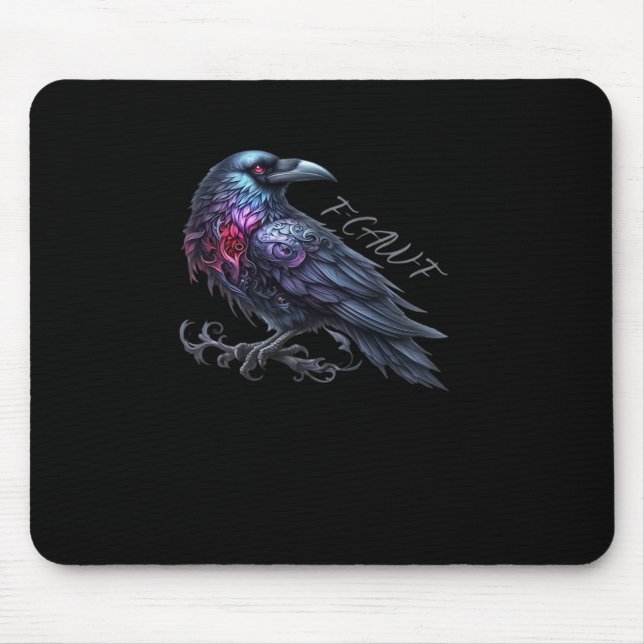 Tapis De Souris Corbeau de style rétro classique F-Caw-F (Devant)