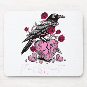 Tapis De Souris Corbeau drôle F-caw-f Saint Valentin Oiseau noir F