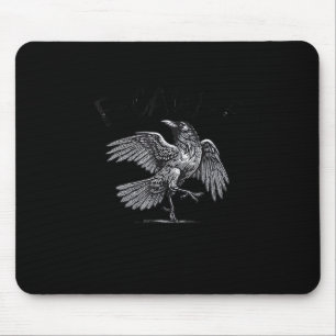 Tapis De Souris Corbeau, F-Caw-F Oiseau Drôle Lune Gothique Humour