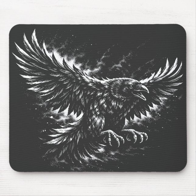 Tapis De Souris Corbeau gothique – par BurnsInHell (Devant)