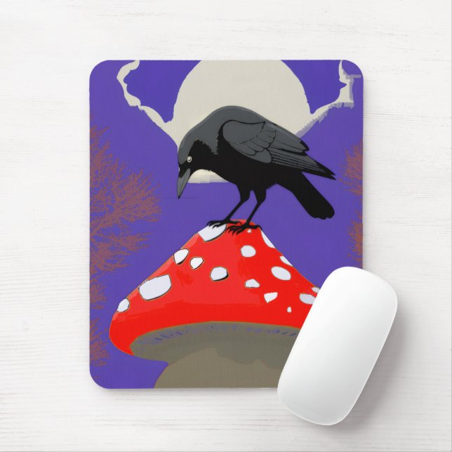 Tapis De Souris Corbeau Mystique Gothique (Avec souris)