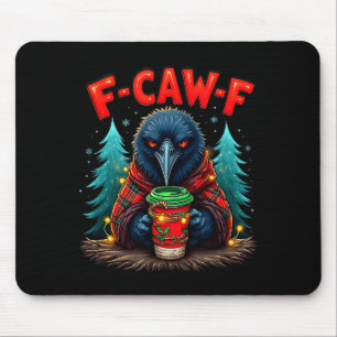 Tapis De Souris Corbeau noir drôle d'horreur de Noël vintage F-caw