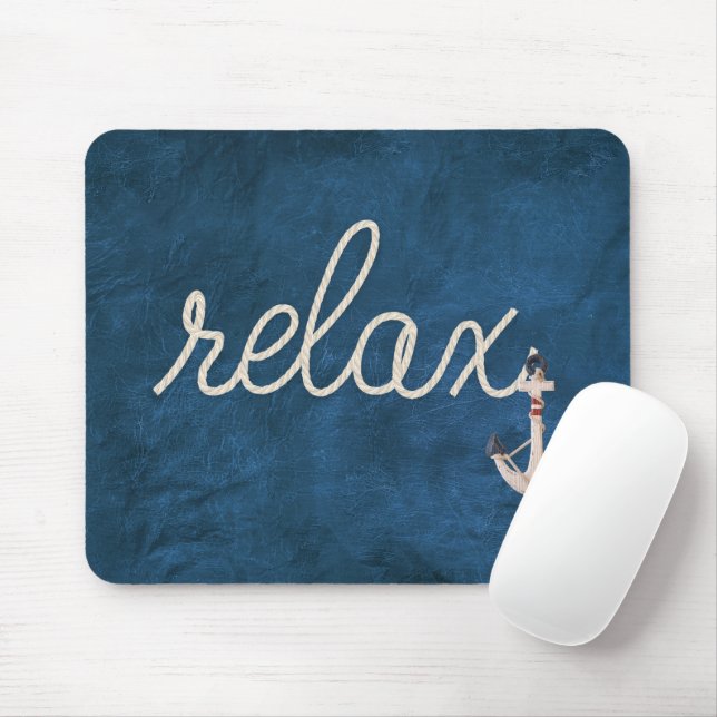 Tapis De Souris Corde Nautique Relax Sur Bleu (Avec souris)