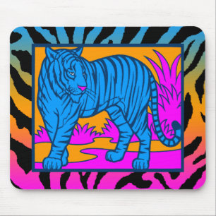 Tapis De Souris Corey Tiger 80 ans Retro Neon Jungle Tiger Mousepa