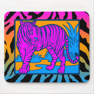 Tapis de souris Corey Tiger 80s Rétro Néon Jungle