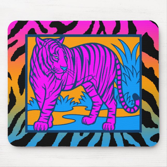 Tapis de souris Corey Tiger 80s Rétro Néon Jungle  (Devant)