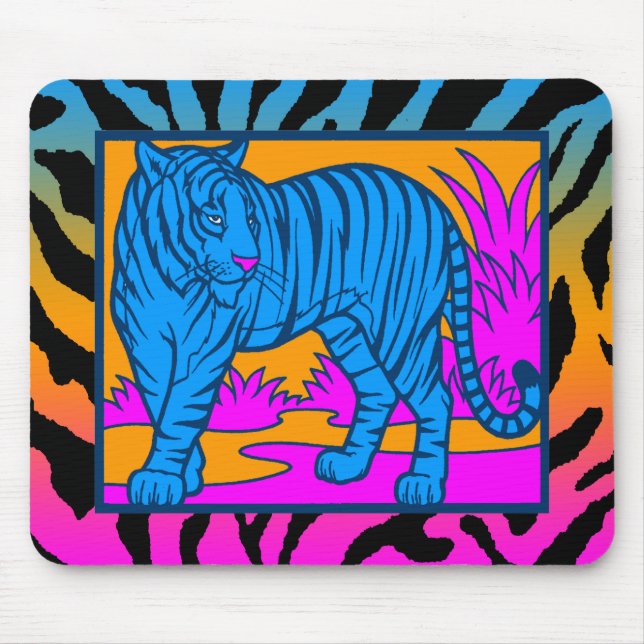 Tapis de souris Corey Tiger 80s Rétro Néon Jungle  (Devant)