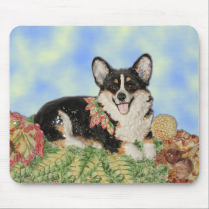 Tapis De Souris Corgi à trois couleurs dans Mousepad à feuillage