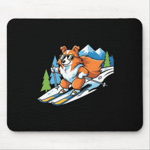 Tapis De Souris Corgi alpin sur skis Lunettes de soleil cool Scène