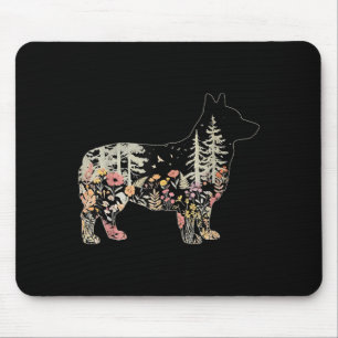 Tapis De Souris Corgi bohème plantes forêt nature fleur sauvage ra