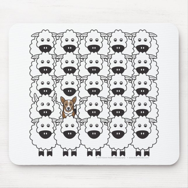 Tapis De Souris Corgi chez les moutons (Devant)