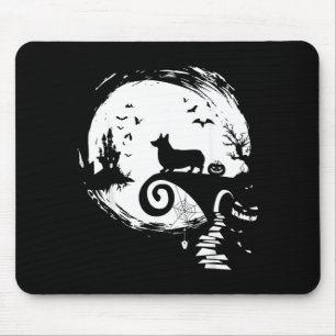 Tapis De Souris Corgi Chien et Lune Déguisement Halloween Amateur