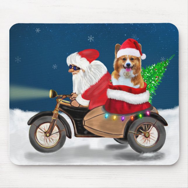 Tapis De Souris Corgi Chien Noël Père Noël (Devant)