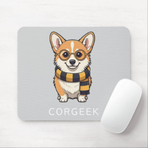 Tapis De Souris Corgi Corgeek sur gris clair Cadeau Amoureux des