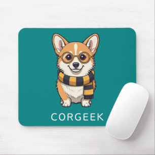 Tapis De Souris Corgi Corgeek sur Turquoise   Cadeau Amoureux des 