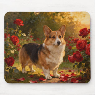 Tapis De Souris Corgi dans les Roses V