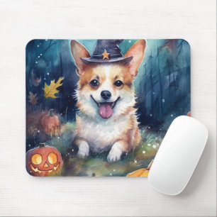 Tapis De Souris Corgi d'Halloween avec la peur Citrouille