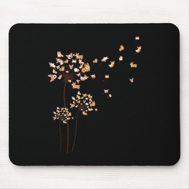 Tapis De Souris Corgi Flower Fly Dandelion mignon Amoureux des chi (Devant)