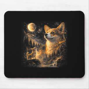Tapis De Souris Corgi hurlant à la lune vintage rétro animal 90s