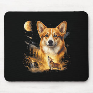 Tapis De Souris Corgi Hurle à la Lune Vintage 90s Drôle de Chien