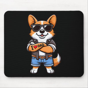 Tapis De Souris Corgi I Love Papa Drôle Chien Tattoo