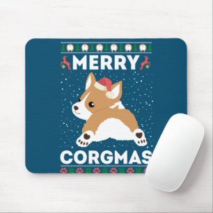 Tapis De Souris Corgi laide de Noël style joyeux Corgmas
