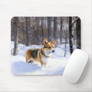 Tapis De Souris Corgi laisse neiger Noël